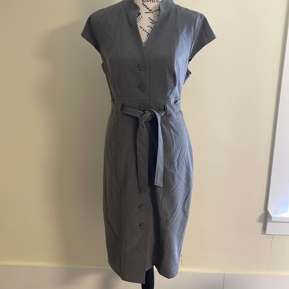 Calvin Klein Dresses & Skirts - *Host Pick!* NWOT Calvin Klein Grey Button Front and Tie Waist Midi Dress SZ 12
